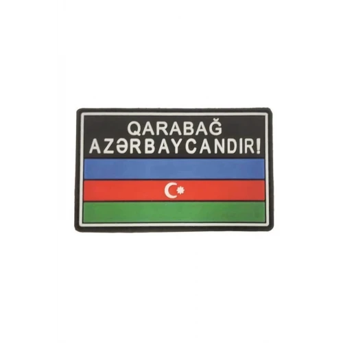 Astüm Karabağ Azerbaycanındır Yazılı Azerbaycan Bayrağı Plastik Patch