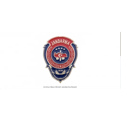 Astüm Kırmızı Mavi Mineli Jandarma Rozeti