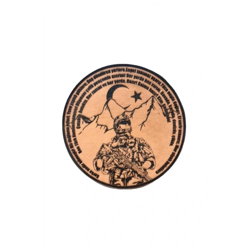 Astüm Komando Andı Korku Nedir Bilmeyiz -Yuvarlak Deri Peç - Arma - Leather Patch