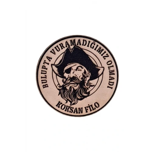 Astüm Korsan Filo- Deri Peç - Arma - Askeri Patch 8 Cm Çap
