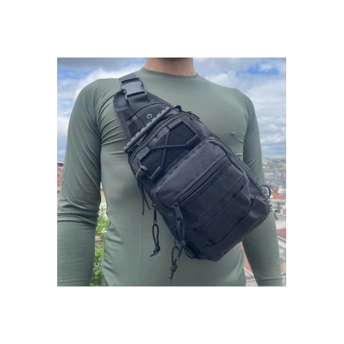 Astüm Siyah Renk Yandan Asmalı Taktik Yırtılmaz Omuz Çantası