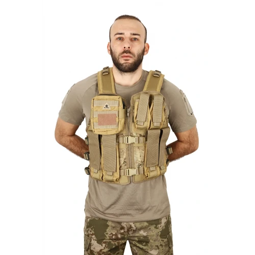 Astüm Jandarma Ak Fermuarlı Arkası Fileli 6 Cepli Yelek