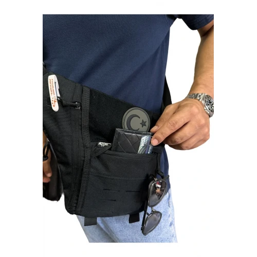 Astüm Siyah Özel Bölmeli Bel Ve Bacak Çantası