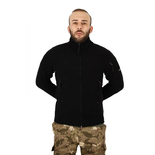 Astüm Siyah Renk 3 Cepli Kalın Tactical Kalın Polar Mont