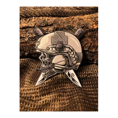 Skull&Blades Patch/Peç/Arma (9 x 7cm) Kafatası & Çelik Gücü Özel Tasarım Peç