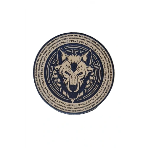 Astüm Tanrı Türkü Korusun - Türk Irkı Sağ Olsun -Bozkurt - Deri Peç - Arma - Wolf Leather Patch