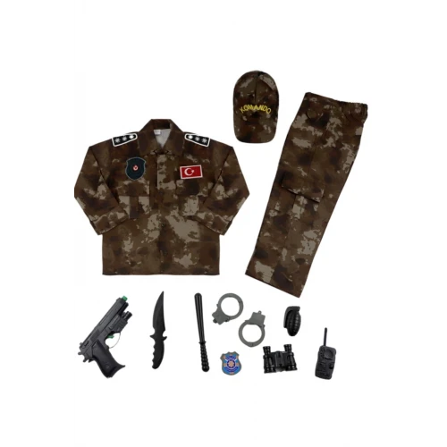 Astüm Kahverengi Özel Harekat Komando Polis Kostümü Oyuncaklı