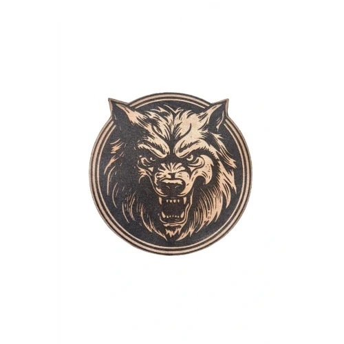 Astüm Vahşi Kurt - Yuvarlak Deri Peç - Arma - Wolf Leather Patch