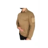 Astüm Polo Yaka 2 Cepli Uzun Kollu Taktik T-Shirt Bej