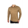 Astüm Polo Yaka 2 Cepli Uzun Kollu Taktik T-Shirt Bej