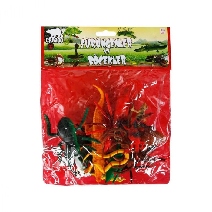 0716 Sürüngenler ve Böcekler Poşetli Hayvan Oyun Seti 13lü