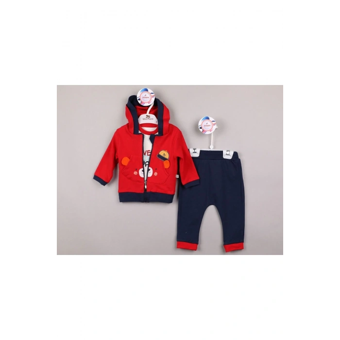 6/18 Ay Erkek 3 Parca Takım ( uzun kollu baskılı t-shirt, baskılı kapüşonlu sweat , jogger pantalon)