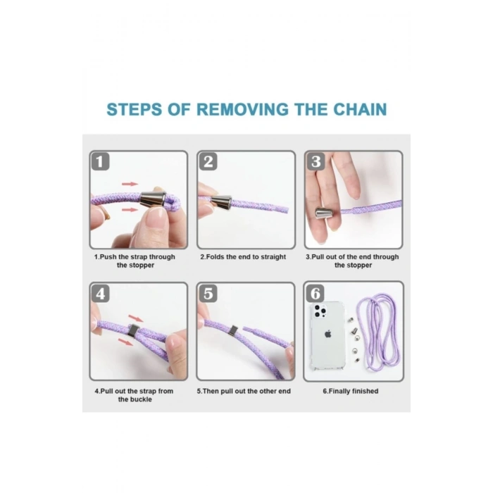 iPhone 11 için kılıf, şeffaf, askılı silikon + ağır PC koruyucu kılıf, asmak için kordonlu,