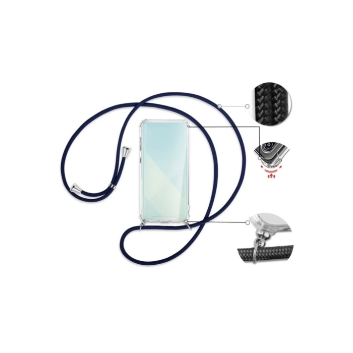 Samsung Galaxy A32 4G (6,4), Silikon Şeffaf Cep Telefonu Kılıfı, Boyun Askılı,Koruyucu Yaka Kılıf,