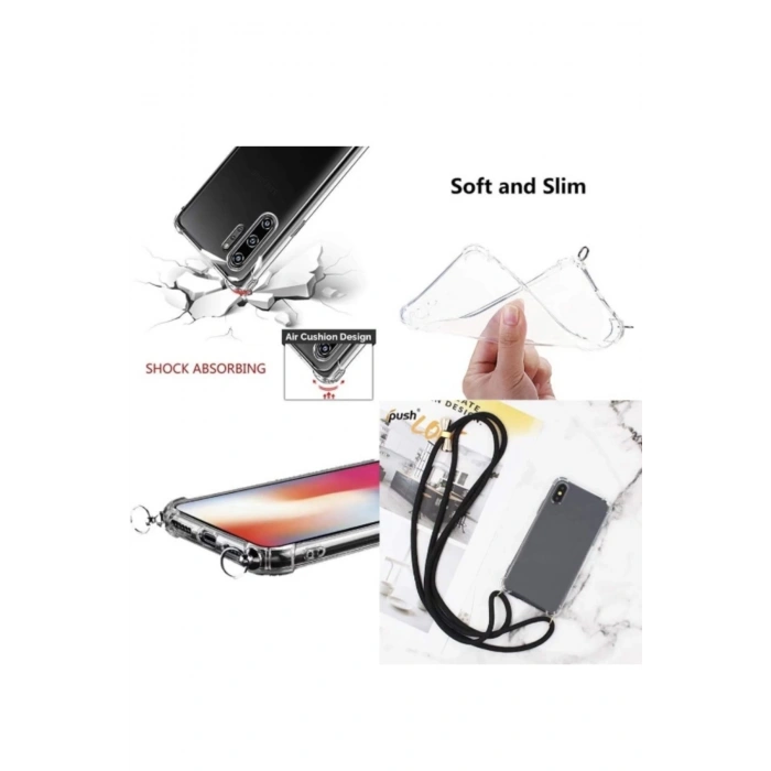 Samsung Galaxy A32 4G (6,4), Silikon Şeffaf Cep Telefonu Kılıfı, Boyun Askılı,Koruyucu Yaka Kılıf,