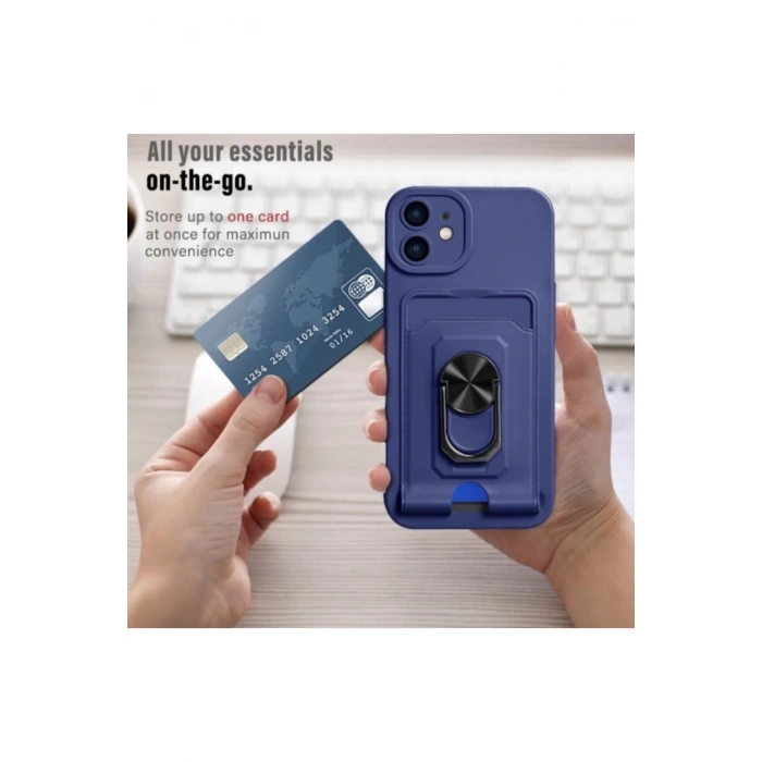iPhone 12 ile uyumlu , 360 derece halka tutucu stant [kart bölmesi]