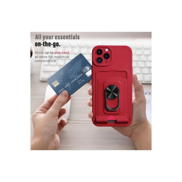 iPhone 12 ile uyumlu , 360 derece halka tutucu stant [kart bölmesi]