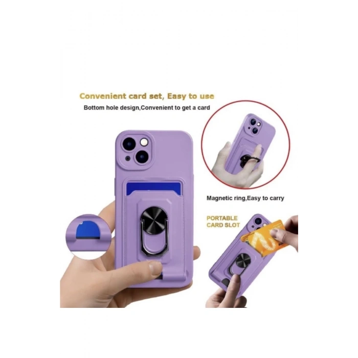 iPhone 12 ile uyumlu , 360 derece halka tutucu stant [kart bölmesi]