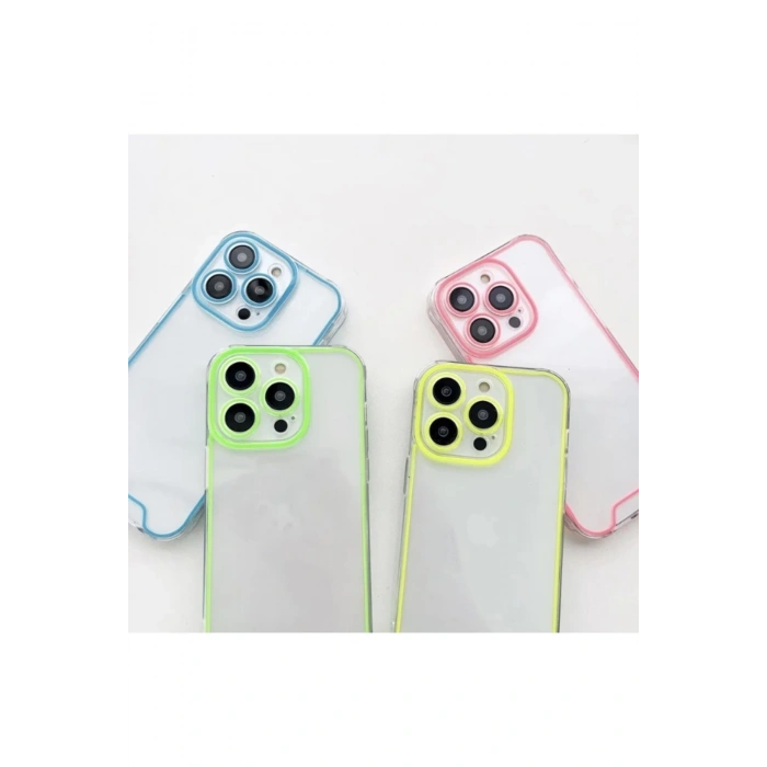 iPhone 11 Şeffaf ,Neon lüks kamera koruma tampon arka kapak