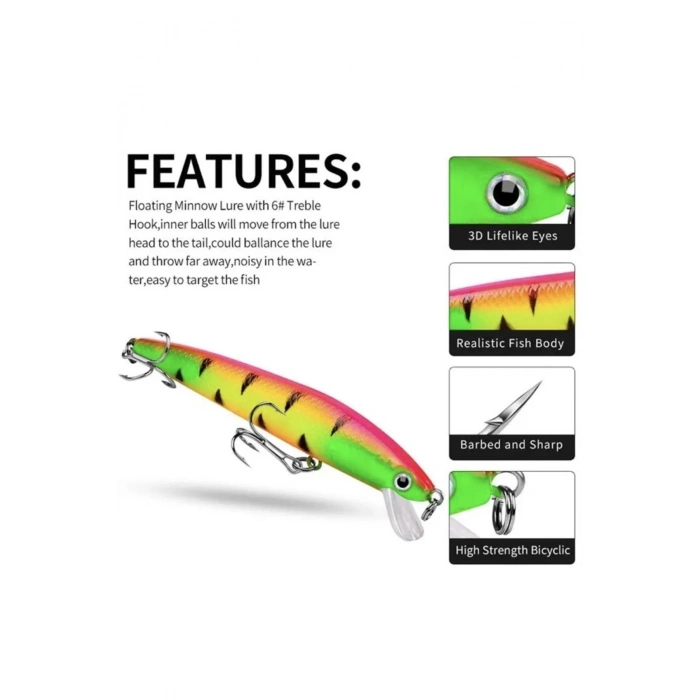 3D Yüksek kaliteli Minnow Yem,Yapay Gözler ile 8,5gr-9,5 gr balıkçılık Lures