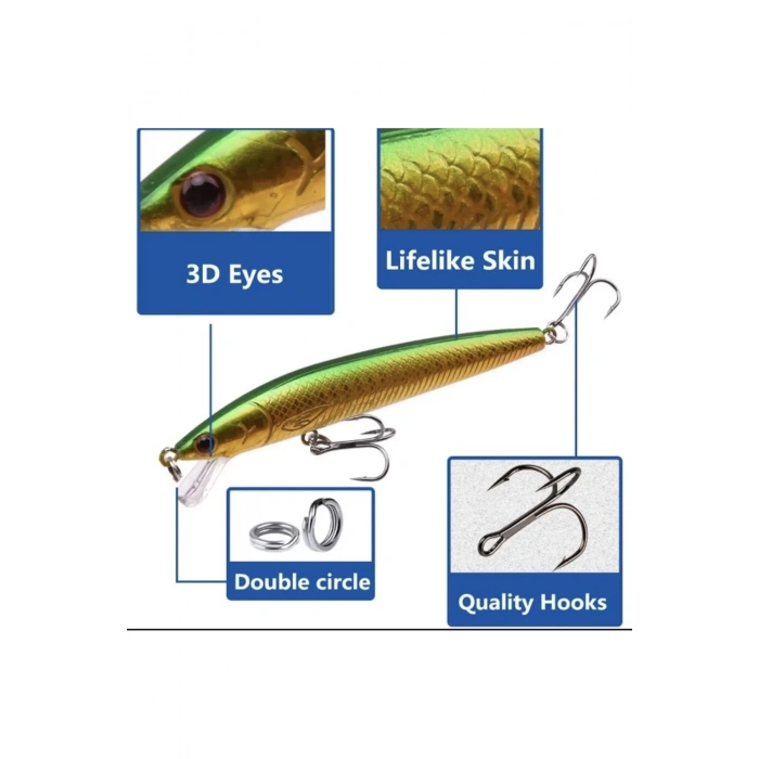 3D Yüksek kaliteli Minnow Yem,Yapay Gözler ile 8,5gr-9,5 gr balıkçılık Lures