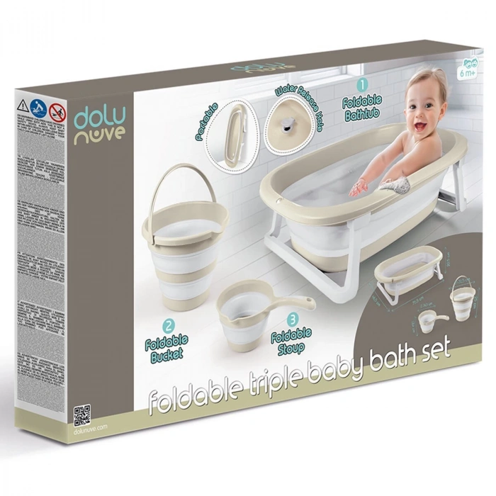 7271 Katlanabilir Banyo Seti 3lü Bej