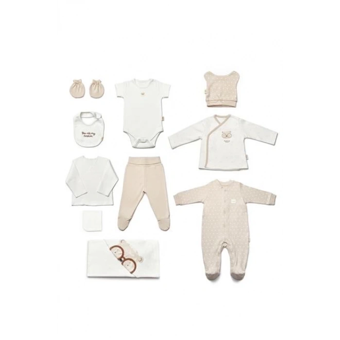 Bebek 10lu Hastane Çıkışı Set %100 Organic Pamuk Yenidoğan Serisi - CSY8125