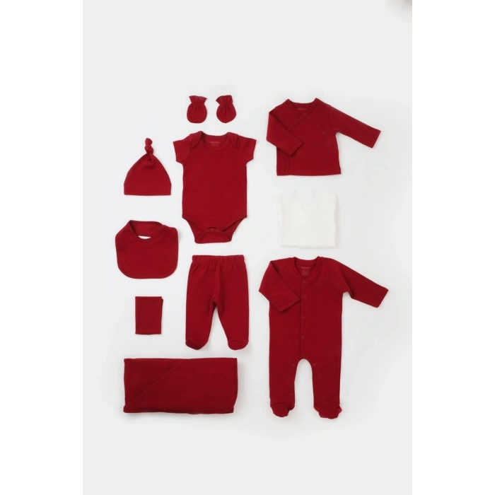 Bebek 10 Parça Set, %100 Organik Pamuk, Bebek ve Yenidoğan Serisi, Hastane Çıkışı Seti - CSY5111