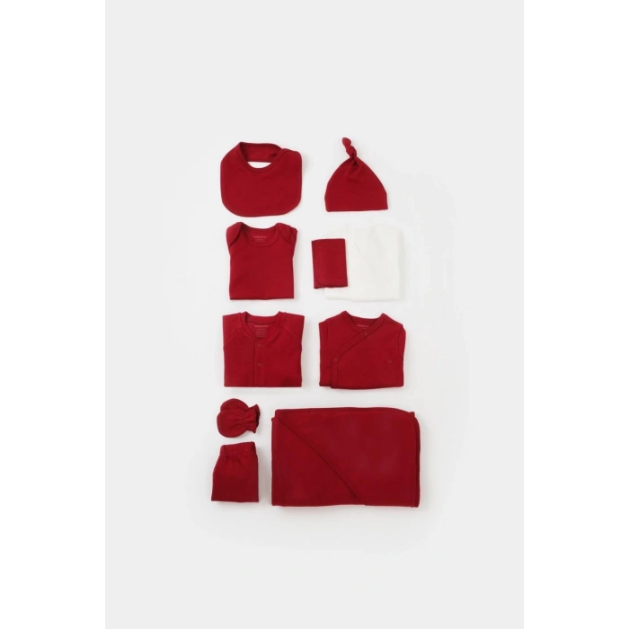 Bebek 10 Parça Set, %100 Organik Pamuk, Bebek ve Yenidoğan Serisi, Hastane Çıkışı Seti - CSY5111