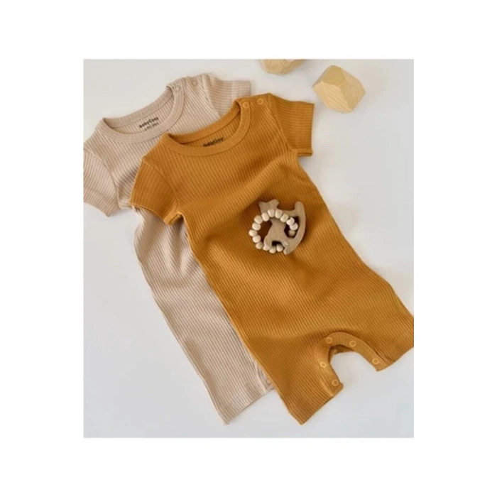 Bebek 2 Adet Kısa Kollu Tulum, %50 Modal Kumaş - %50 Organik Pamuk, Bebek ve Yenidoğan Serisi