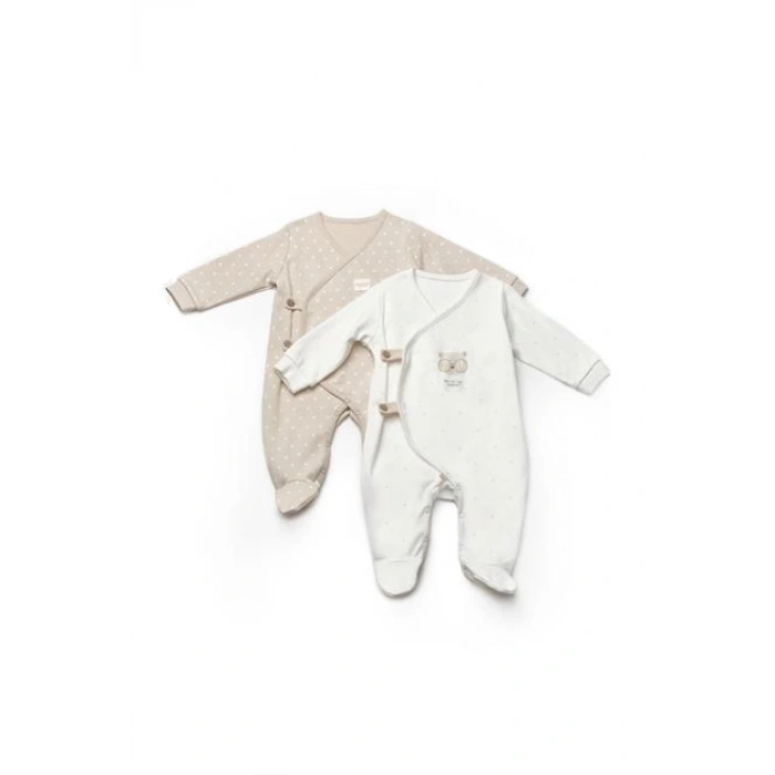 Bebek 2li Kruvaze Patikli Tulum %100 Organik Pamuk Bebek - Yenidoğan serisi - CSY8108