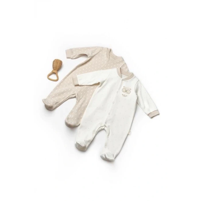 Bebek 2li Patikli Tulum %100 Organik Pamuk, Bebek - Yenidoğan Serisi -CSY8107