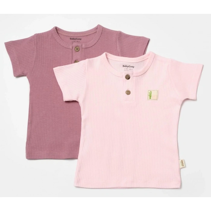 Bebek 2li Tişört, %50 Bambu - %50 Organik Pamuk, Bebek ve Yenidoğan Serisi - CSYB9021