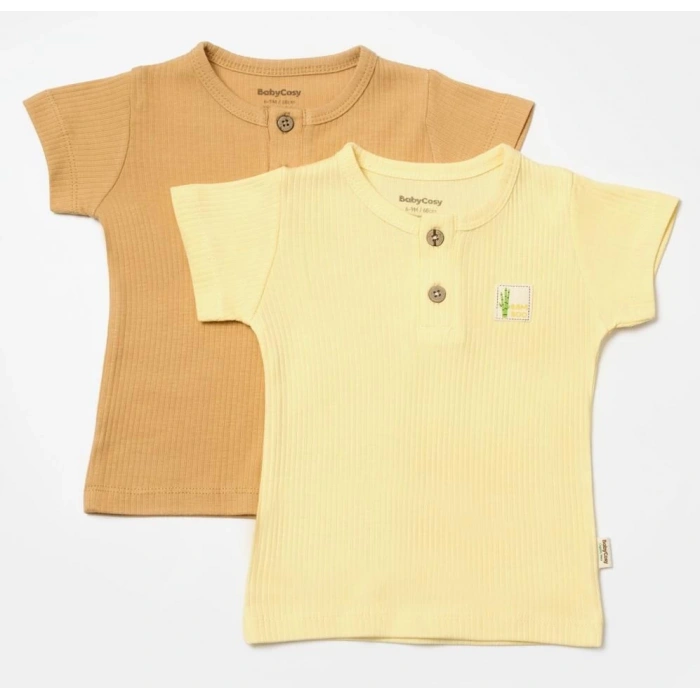 Bebek 2li Tişört, %50 Bambu - %50 Organik Pamuk, Bebek ve Yenidoğan Serisi - CSYB9022