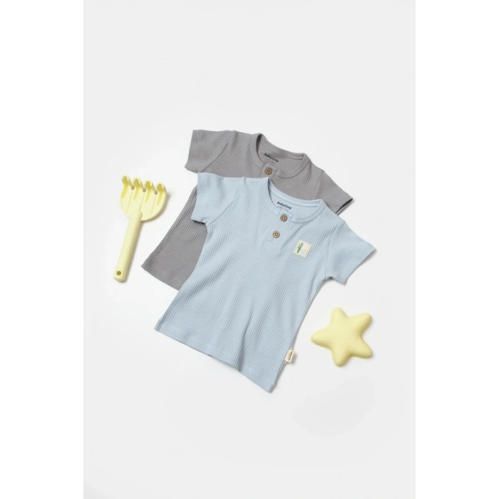Bebek 2li Tişört, %50 Bambu - %50 Organik Pamuk, Bebek ve Yenidoğan Serisi - CSYB9023