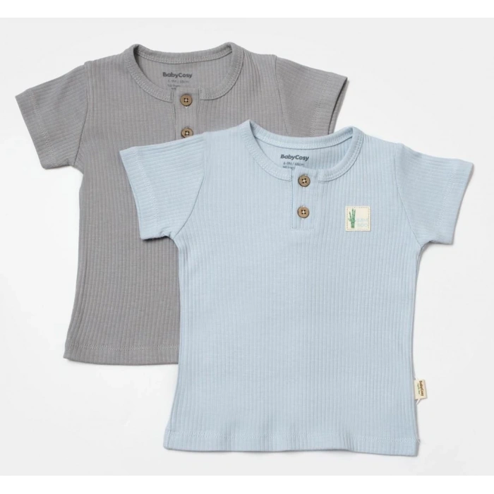 Bebek 2li Tişört, %50 Bambu - %50 Organik Pamuk, Bebek ve Yenidoğan Serisi - CSYB9023
