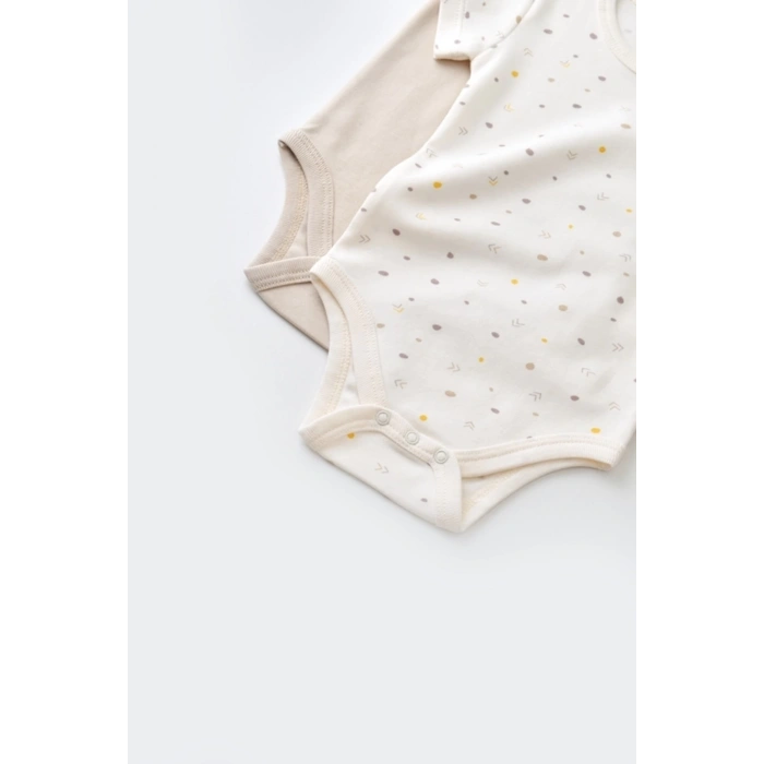 Bebek 2 Parça Kısa Kol Body, %100 Organik Pamuk, Bebek ve Yenidoğan Serisi - CSY5754