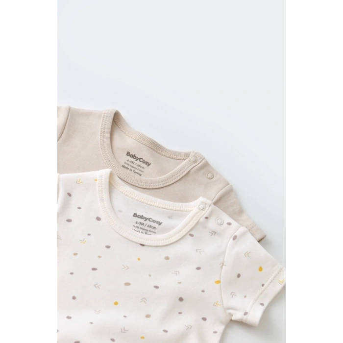 Bebek 2 Parça Kısa Kol Body, %100 Organik Pamuk, Bebek ve Yenidoğan Serisi - CSY5754