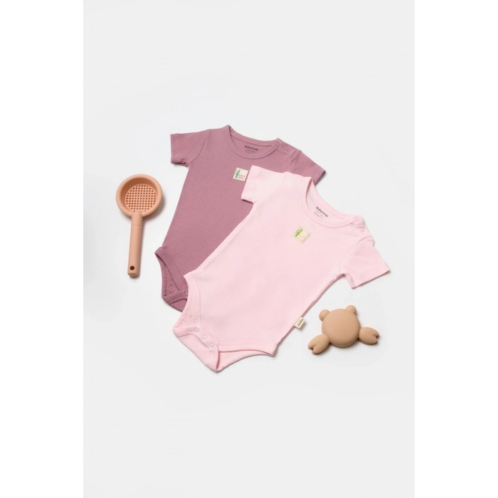 Bebek 2 Parça Kısa Kol Body, %50 Bambu - %50 Organik Pamuk, Bebek ve Yenidoğan Serisi - CSYB9015