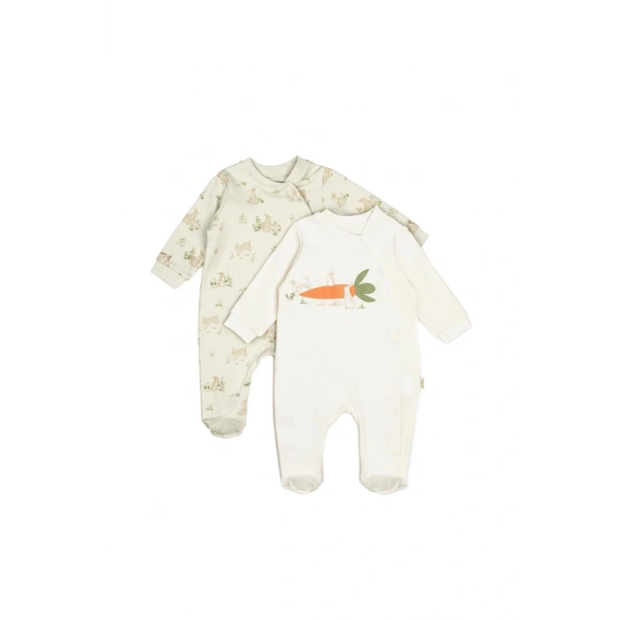 Bebek 2li Çıtçıtlı Tulum %100 Organik Pamuk, Bebek ve Yenidoğan Serisi - CSY5820