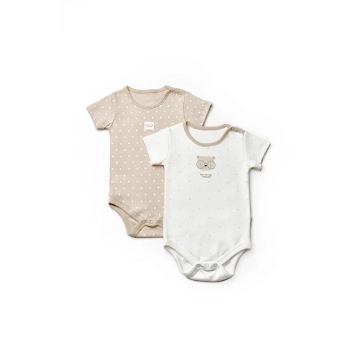 Bebek 2li Kısa Kollu Badi %100 Organik Pamuk, Bebek ve Yenidoğan Serisi - CSY8101