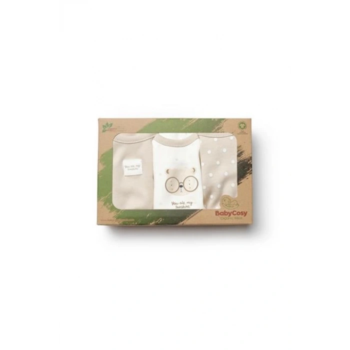 Bebek 3lü Kısa Kol Body, %100 Organik Pamuk, Bebek ve Yenidoğan Serisi -CSY8122