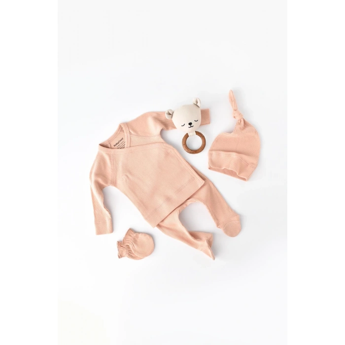 Bebek 4’lü Takım Pantolon, T-shirt, Şapka, Eldiven, Bebek ve Yenidoğan Serisi,Hastane Çıkış Seti