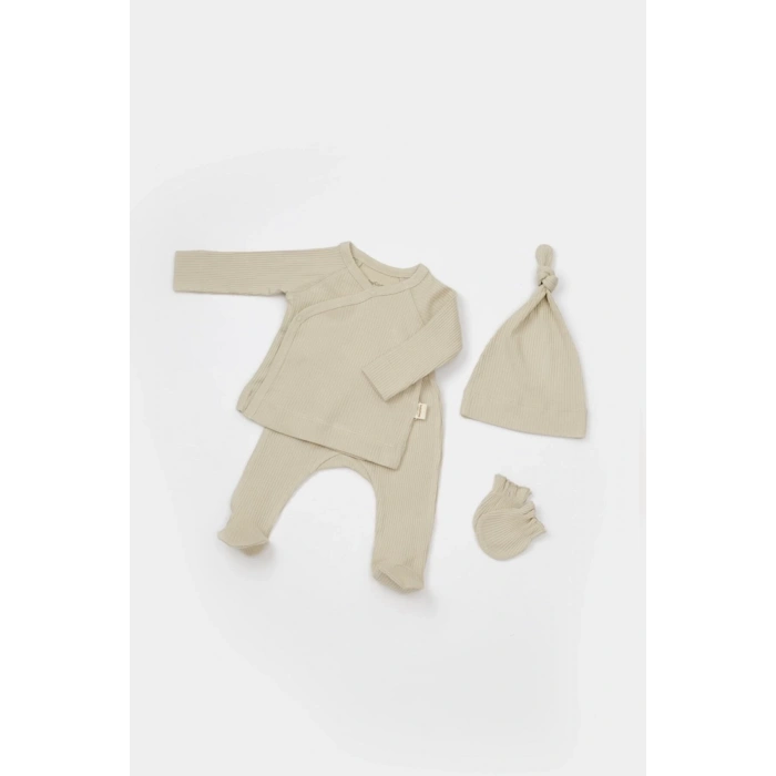 Bebek 4’lü Takım Pantolon, T-shirt, Şapka, Eldiven, Bebek ve Yenidoğan Serisi,Hastane Çıkış Seti