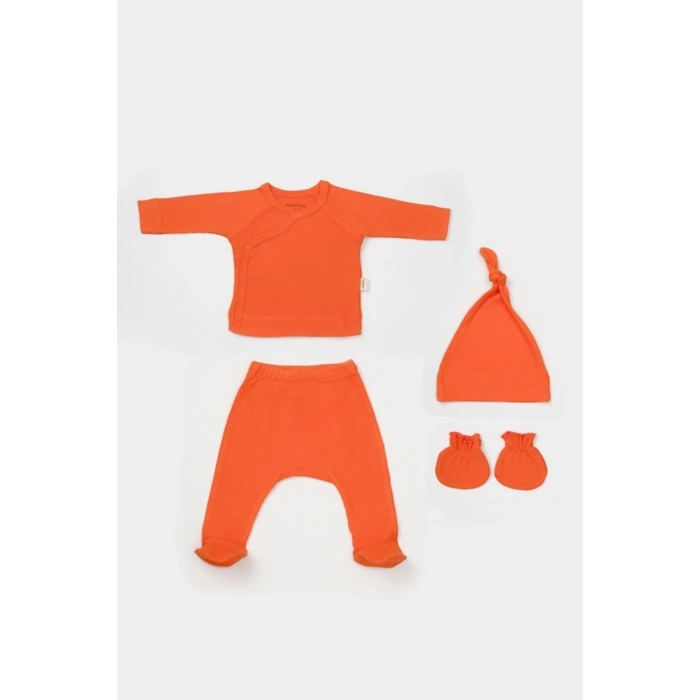 Bebek 4’lü Takım Pantolon, T-shirt, Şapka, Eldiven, Bebek ve Yenidoğan Serisi,Hastane Çıkış Seti