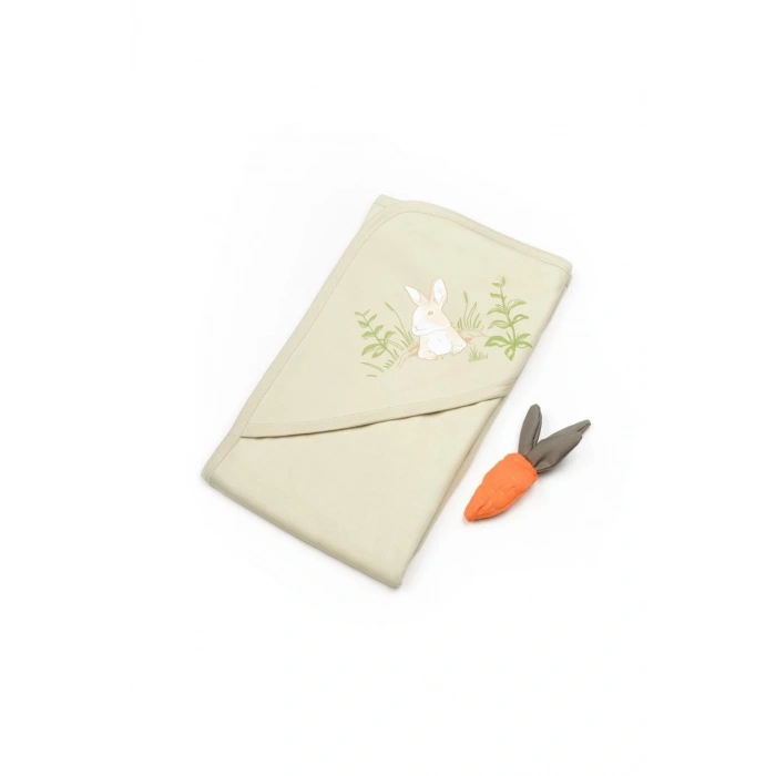 Bebek Başlıklı Battaniye %100 Organik Pamuk 85 x 85 cm, Bebek ve Yenidoğan Serisi - CSY5909