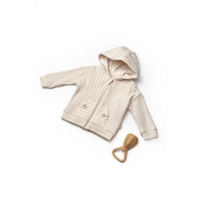 Bebek Kapüşonlu Ceket %100 Organic Pamuk Yenidoğan Serisi - CSY8118