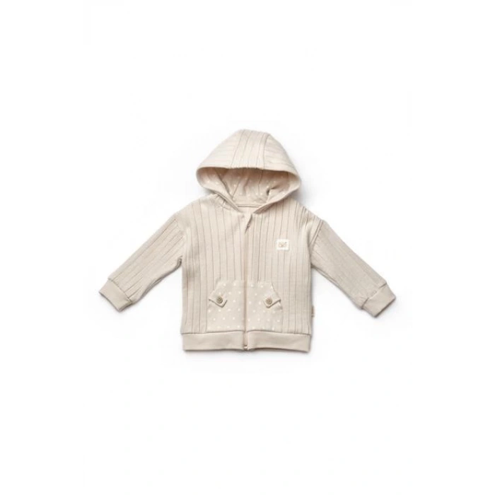 Bebek Kapüşonlu Ceket %100 Organic Pamuk Yenidoğan Serisi - CSY8118