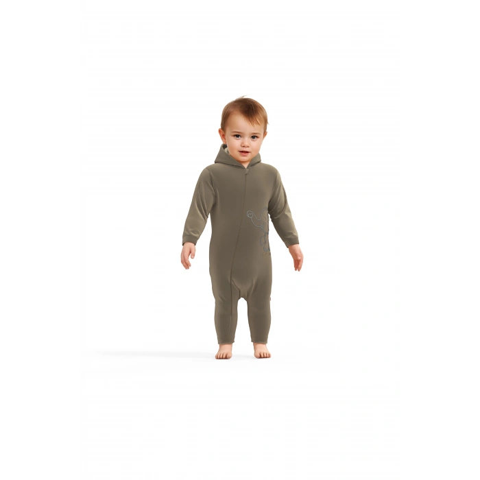 Bebek Kapüşonlu Fermuarlı Tulum, %80 Organik Pamuk & %20 Polyester, Bebek ve Yenidoğan Serisi - CSYK6042