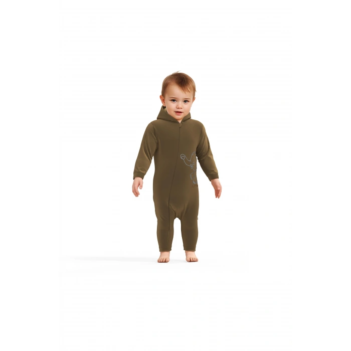 Bebek Kapüşonlu Fermuarlı Tulum, %80 Organik Pamuk & %20 Polyester, Bebek ve Yenidoğan Serisi - CSYK6045